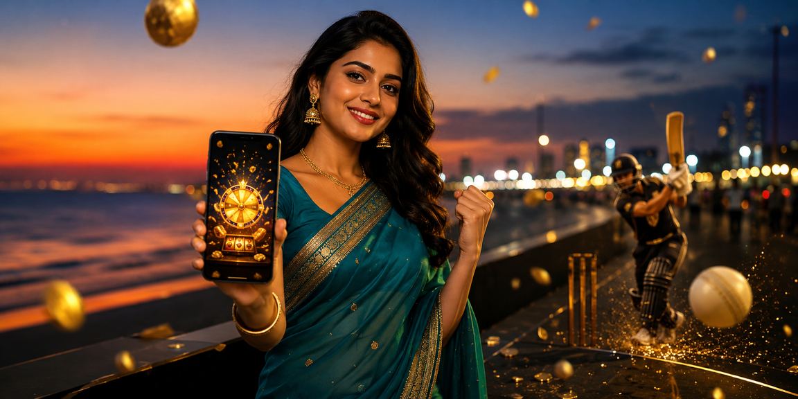 Indian woman enjoying cricket betting on phone in Chennai